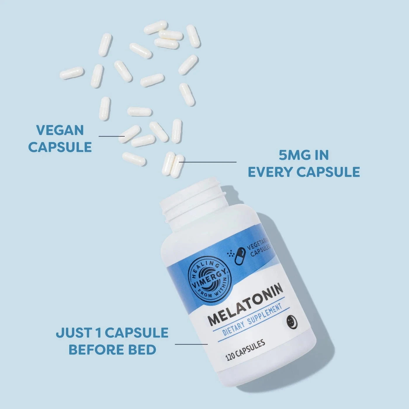 Melatonin Sleep Aid Supplement – 120 Vegan Capsules