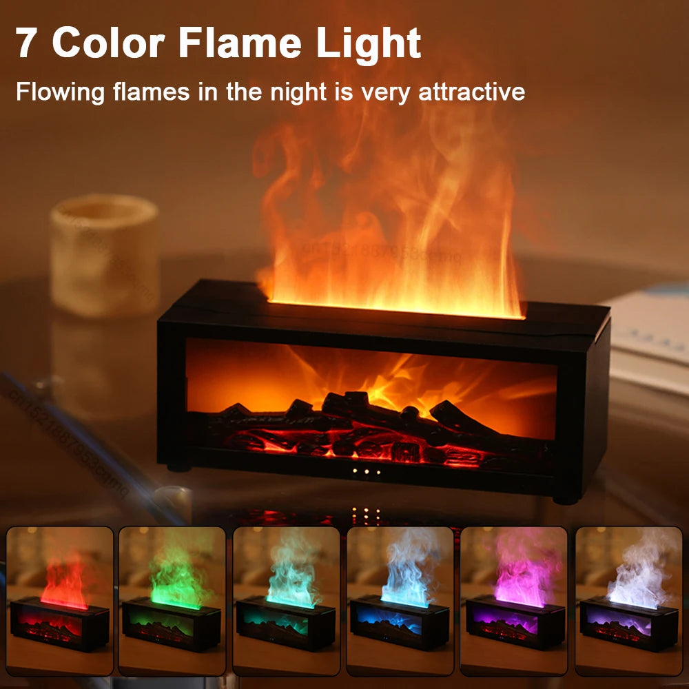 Flame Essential Oil Diffuser – Aroma Humidifier with Night Light