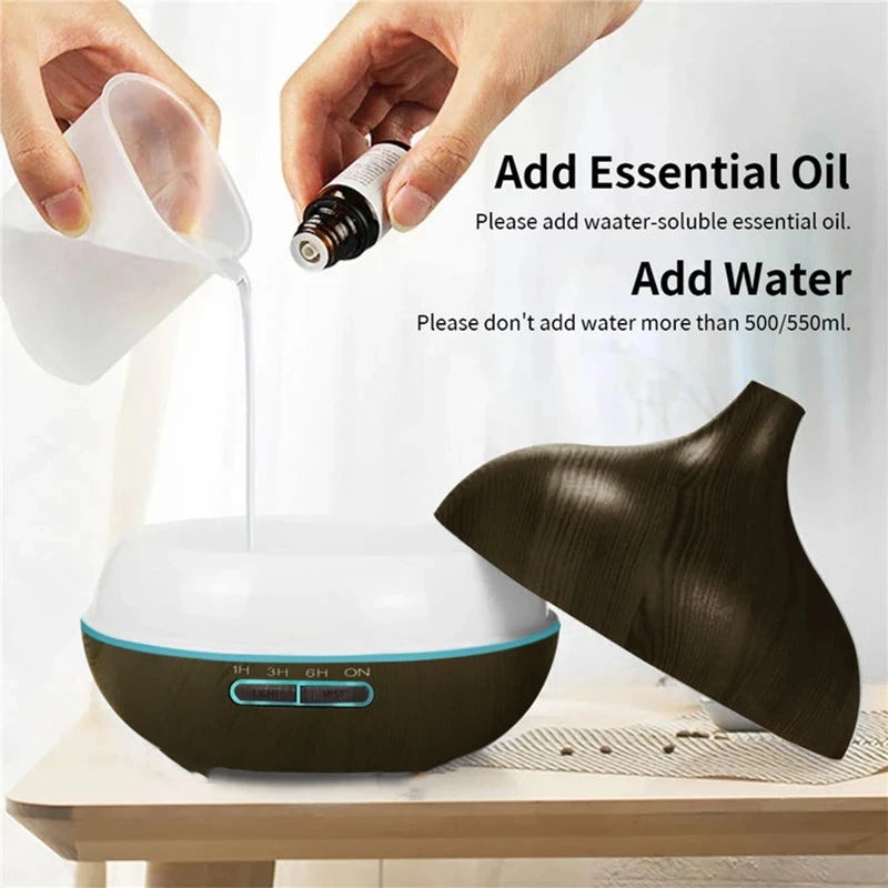 550ml Wood Grain USB Aroma Diffuser