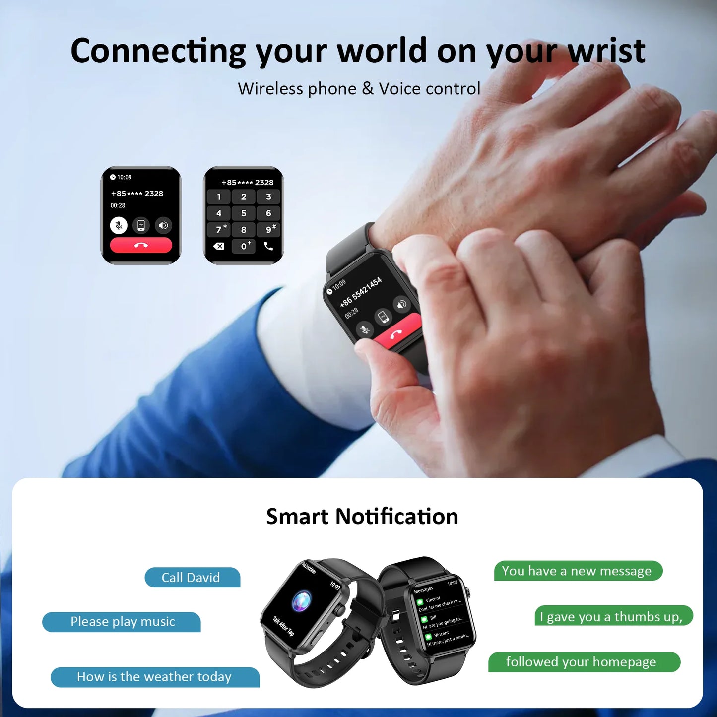 Baolubao 1.85" Smart Watch – Fitness Tracker with Bluetooth Call