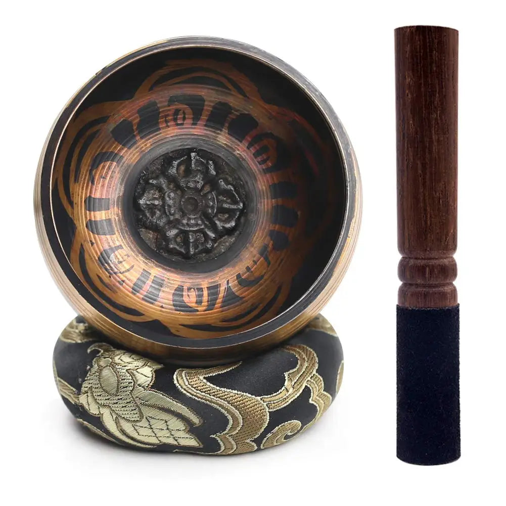 Tibetan Singing Bowl Set – Lotus Design for Meditation & Healing