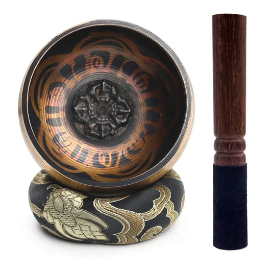 Tibetan Singing Bowl Set – Lotus Design for Meditation & Healing