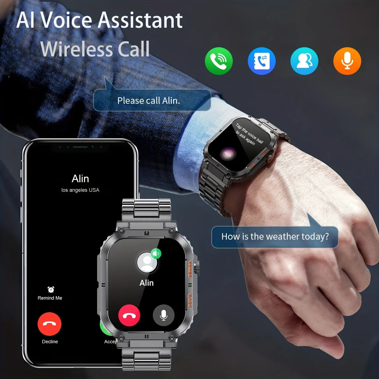 LIGE 1.96" Smartwatch – Bluetooth Call Fitness Tracker for Men