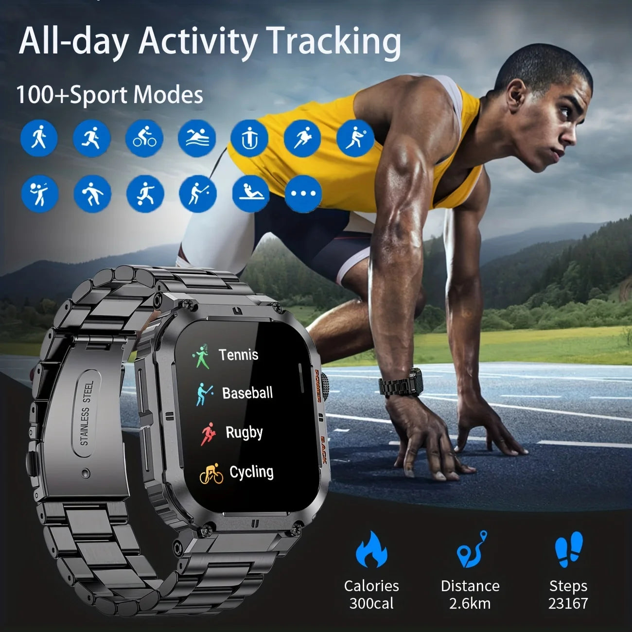 LIGE 1.96" Smartwatch – Bluetooth Call Fitness Tracker for Men