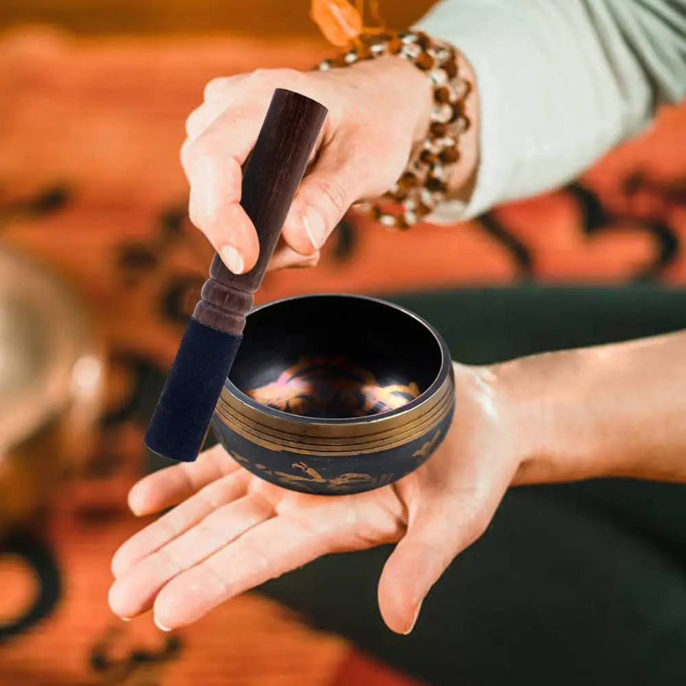 Tibetan Singing Bowl Set – Lotus Design for Meditation & Healing
