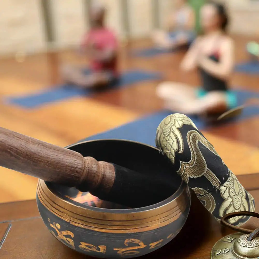 Tibetan Singing Bowl Set – Lotus Design for Meditation & Healing