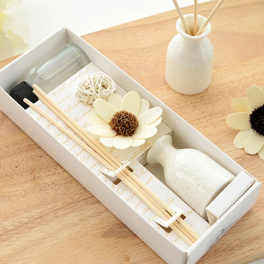 Wicker Reed Diffuser Set – No-Fire Aromatherapy with Glass Bottle