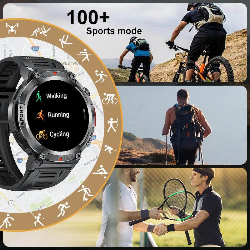 LIGE Flashlight Smartwatch – Outdoor Sports Watch with BP Monitor & BT Call