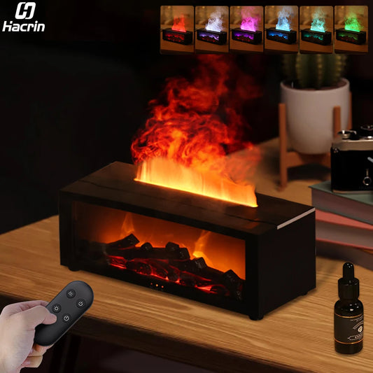 Flame Essential Oil Diffuser – Aroma Humidifier with Night Light